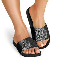 New Zealand Hammerhead Shark Slide Sandals Maori Haehae Mangopare Black - Polynesian Pride