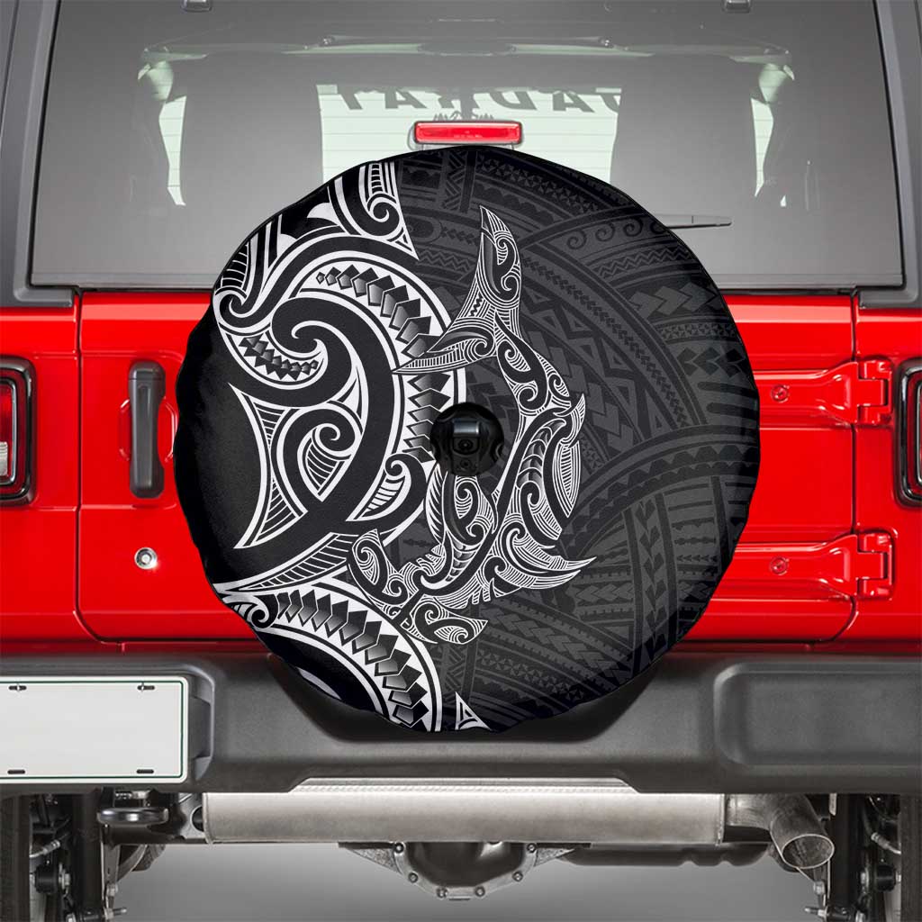 New Zealand Hammerhead Shark Spare Tire Cover Maori Haehae Mangopare Black - Polynesian Pride