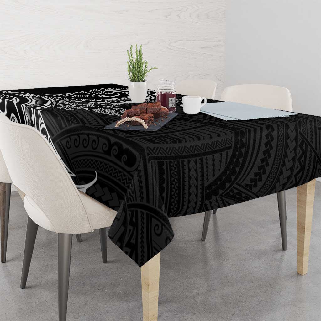 New Zealand Hammerhead Shark Tablecloth Maori Haehae Mangopare Black - Polynesian Pride