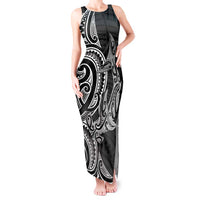 New Zealand Hammerhead Shark Tank Maxi Dress Maori Haehae Mangopare Black - Polynesian Pride