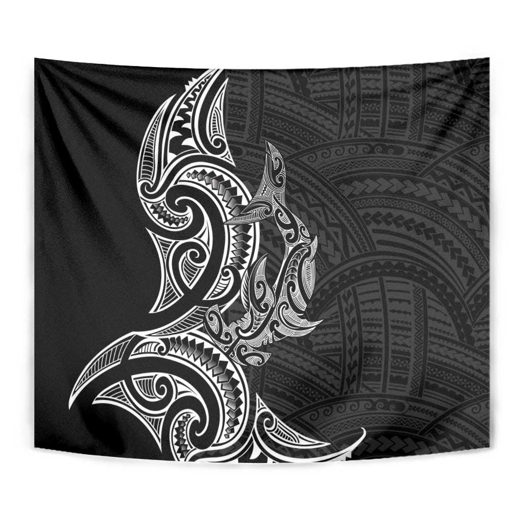 New Zealand Hammerhead Shark Tapestry Maori Haehae Mangopare Black - Polynesian Pride