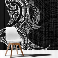 New Zealand Hammerhead Shark Window Curtain Maori Haehae Mangopare Black - Polynesian Pride