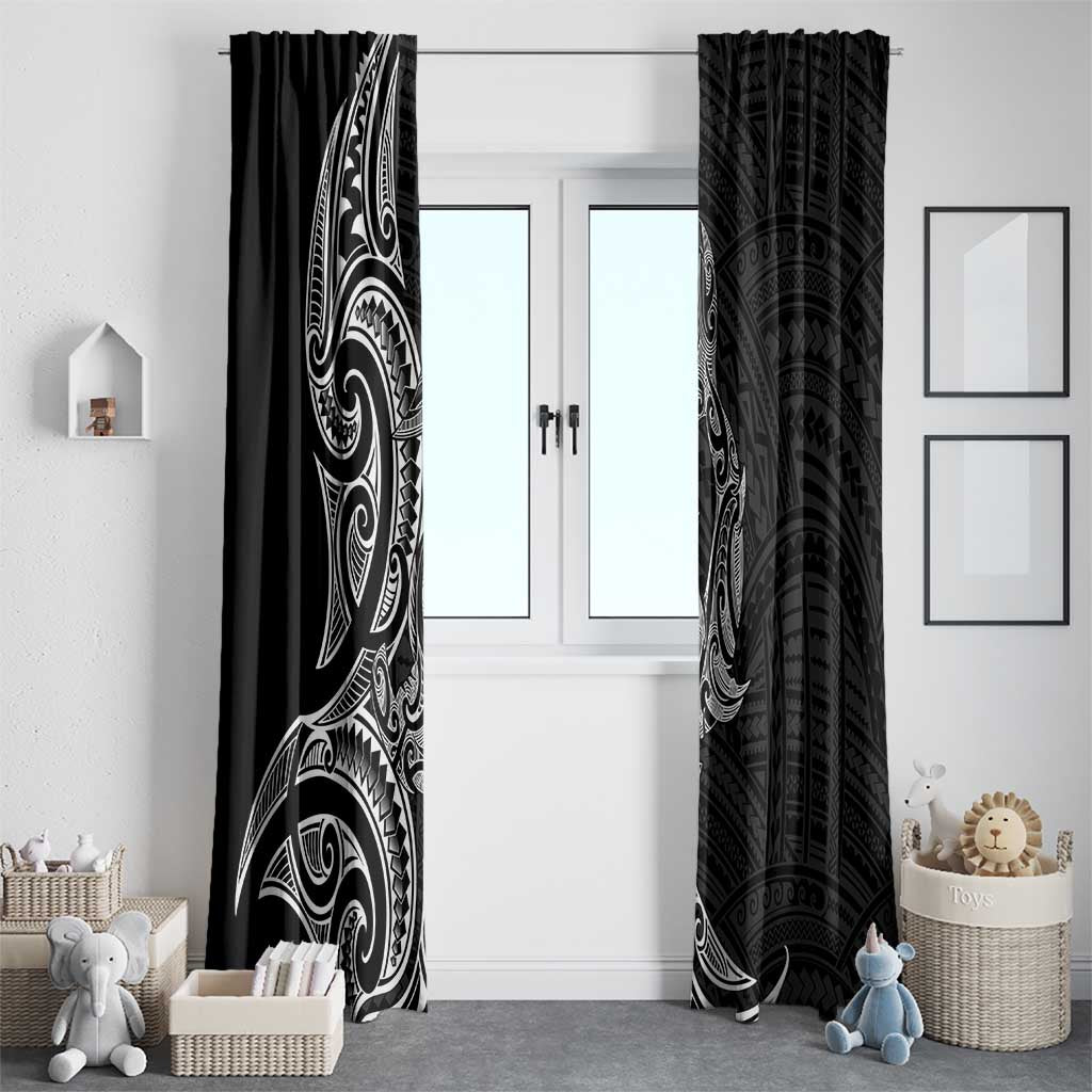 New Zealand Hammerhead Shark Window Curtain Maori Haehae Mangopare Black - Polynesian Pride
