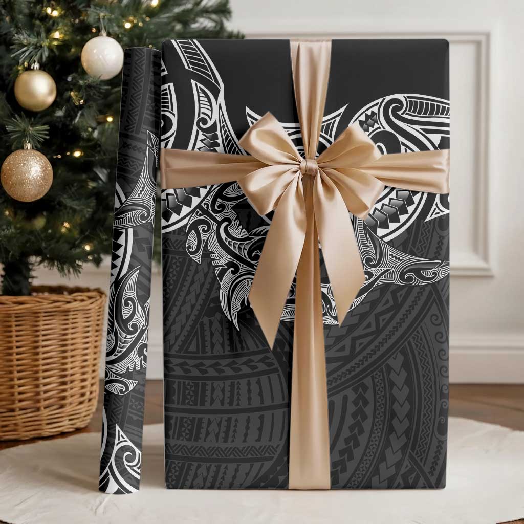 New Zealand Hammerhead Shark Wrapping Paper Maori Haehae Mangopare Black - Polynesian Pride