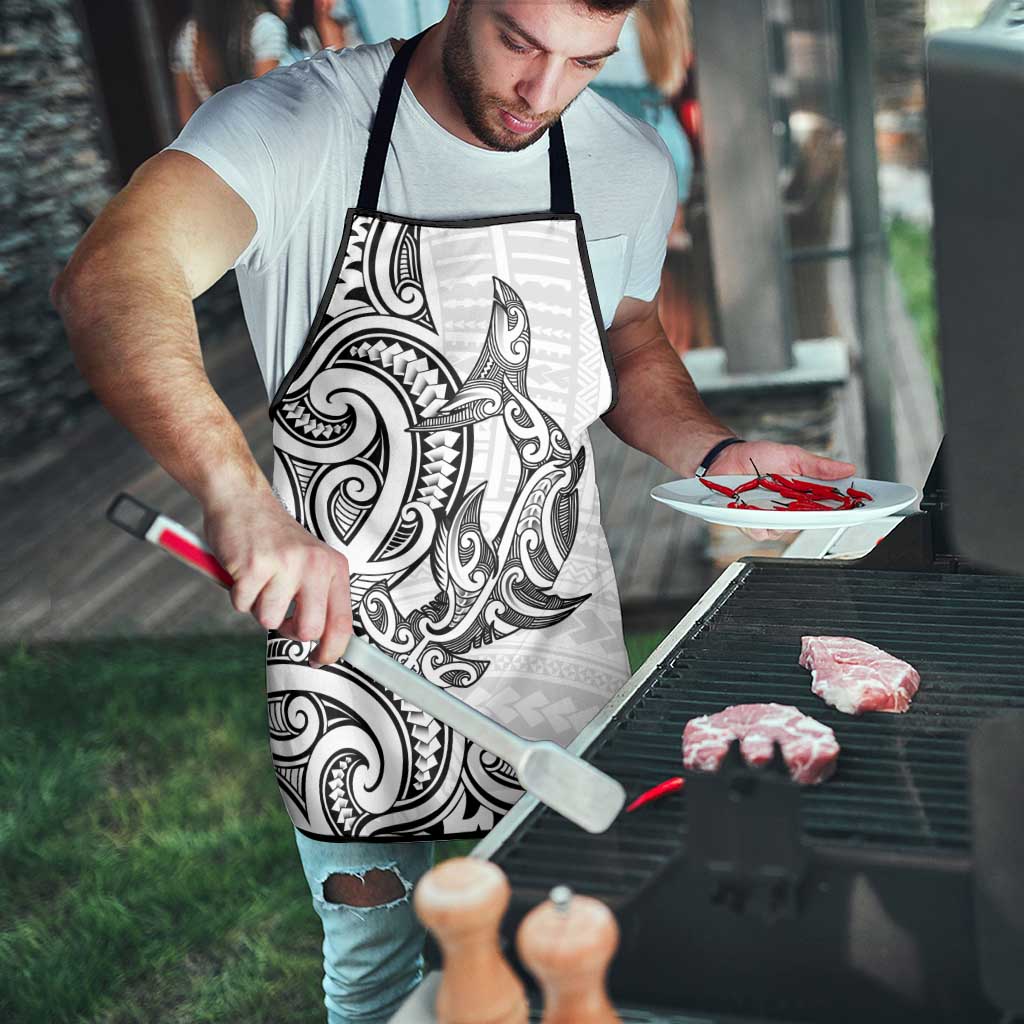 New Zealand Hammerhead Shark Apron Maori Haehae Mangopare White - Polynesian Pride