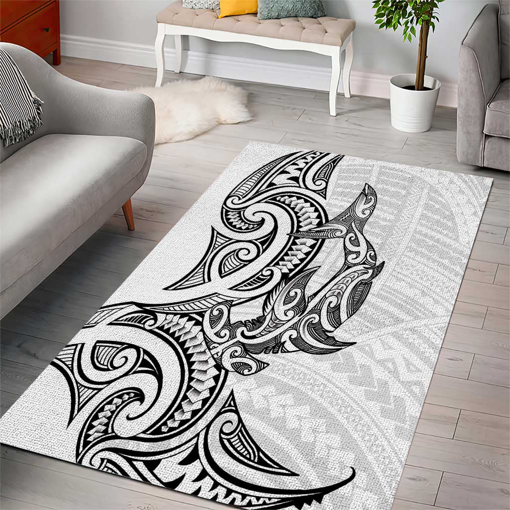 New Zealand Hammerhead Shark Area Rug Maori Haehae Mangopare White - Polynesian Pride
