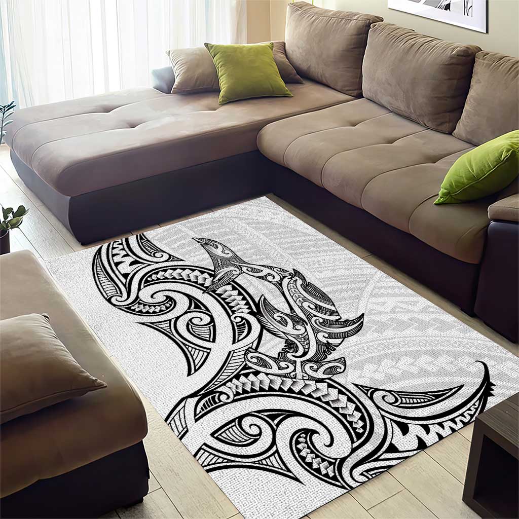 New Zealand Hammerhead Shark Area Rug Maori Haehae Mangopare White - Polynesian Pride