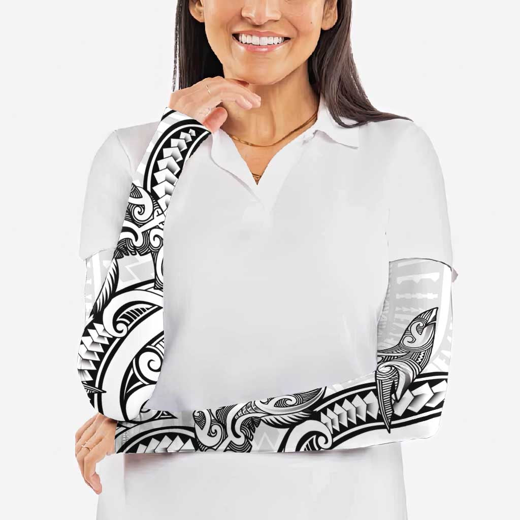 New Zealand Hammerhead Shark Arm Sleeves Maori Haehae Mangopare White - Polynesian Pride