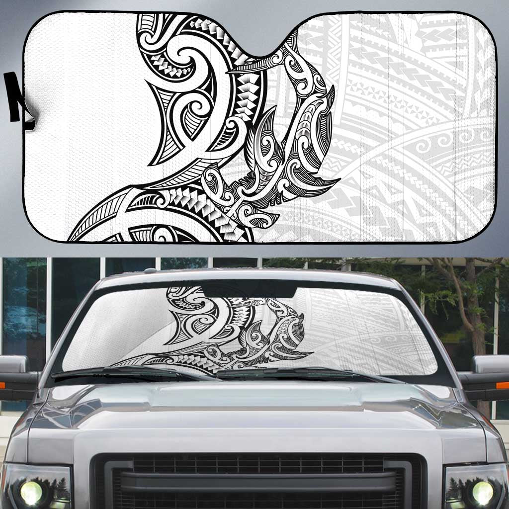 New Zealand Hammerhead Shark Auto Sun Shade Maori Haehae Mangopare White - Polynesian Pride