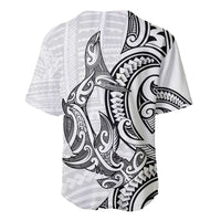 New Zealand Hammerhead Shark Baseball Jersey Maori Haehae Mangopare White - Polynesian Pride