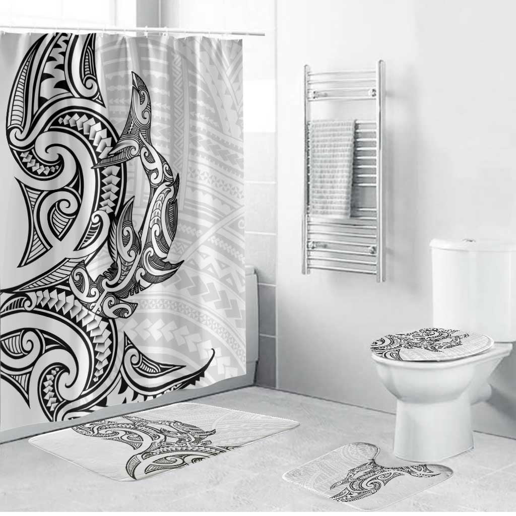New Zealand Hammerhead Shark Bathroom Set Maori Haehae Mangopare White - Polynesian Pride