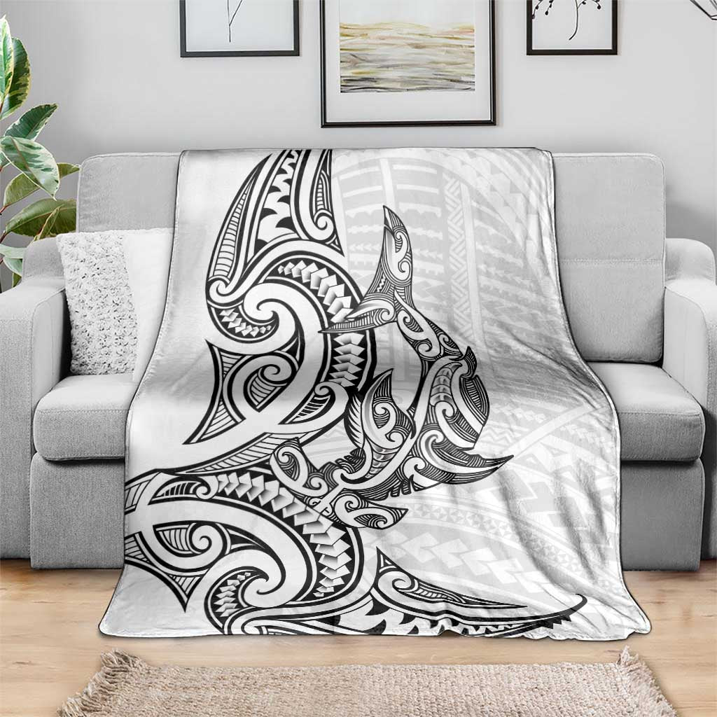 New Zealand Hammerhead Shark Blanket Maori Haehae Mangopare White - Polynesian Pride