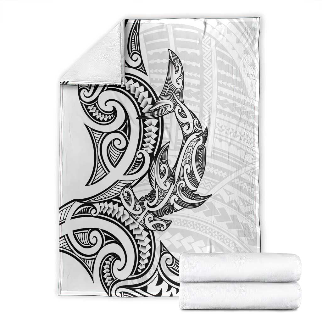 New Zealand Hammerhead Shark Blanket Maori Haehae Mangopare White - Polynesian Pride