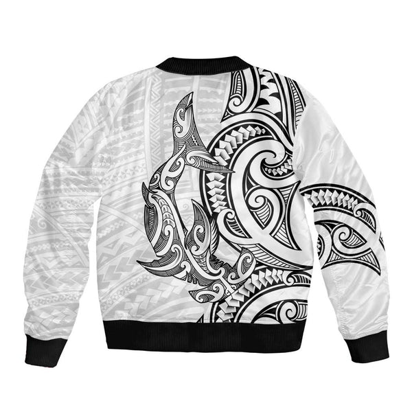 New Zealand Hammerhead Shark Bomber Jacket Maori Haehae Mangopare White ...