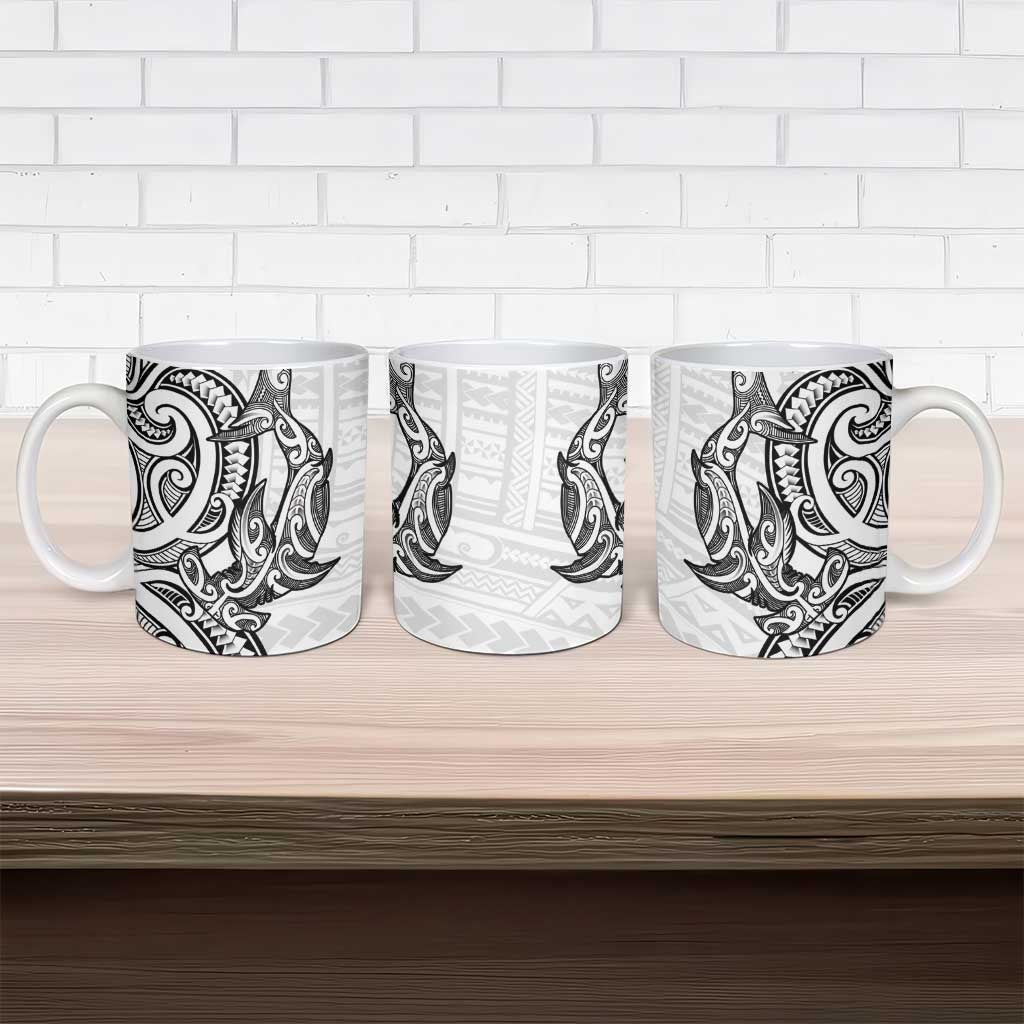 New Zealand Hammerhead Shark Ceramic Mug Maori Haehae Mangopare White - Polynesian Pride