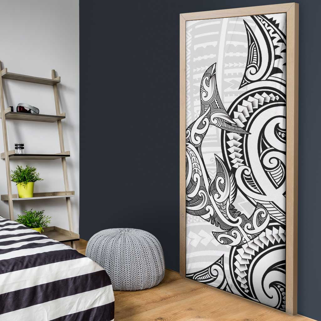 New Zealand Hammerhead Shark Door Cover Maori Haehae Mangopare White - Polynesian Pride