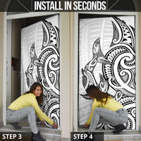 New Zealand Hammerhead Shark Door Cover Maori Haehae Mangopare White - Polynesian Pride