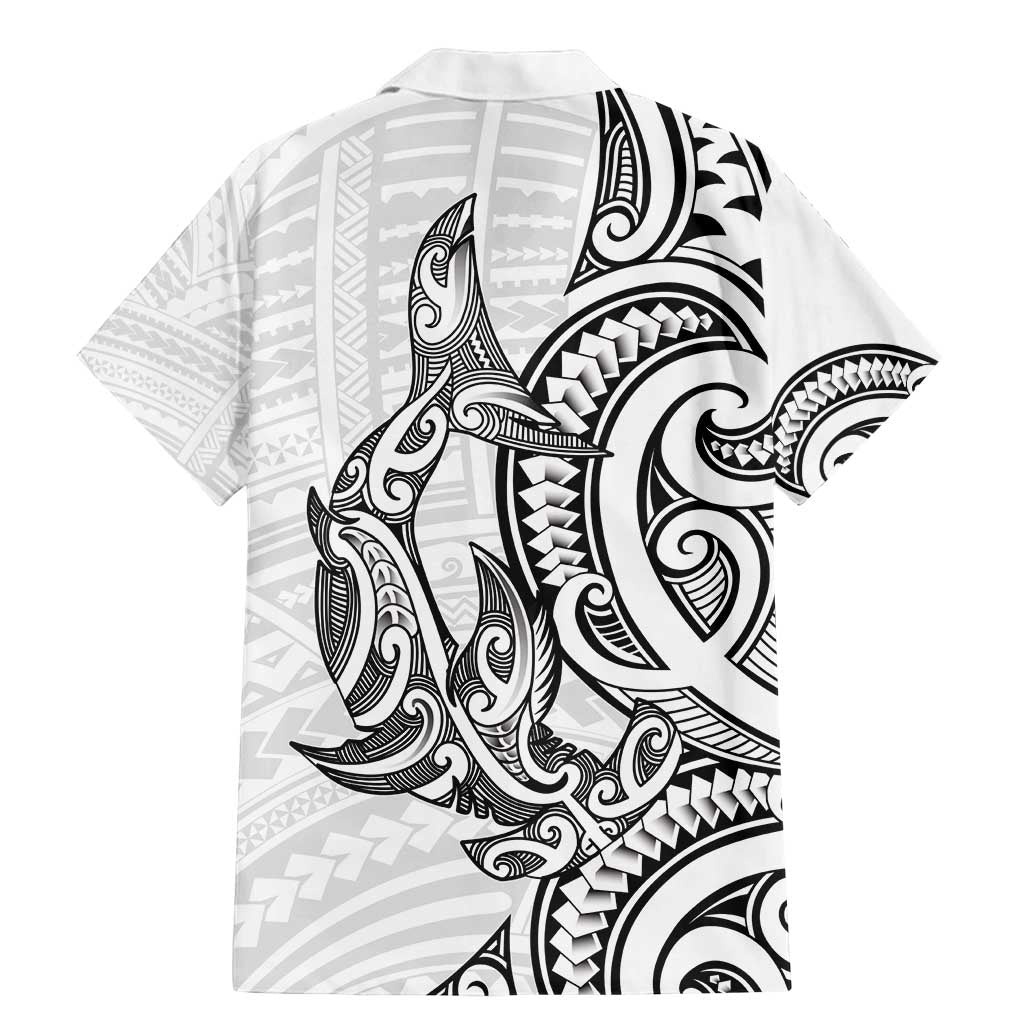 New Zealand Hammerhead Shark Family Matching Mermaid Dress and Hawaiian Shirt Maori Haehae Mangopare White - Polynesian Pride