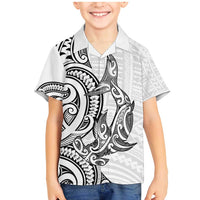 New Zealand Hammerhead Shark Family Matching Mermaid Dress and Hawaiian Shirt Maori Haehae Mangopare White - Polynesian Pride