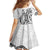 New Zealand Hammerhead Shark Family Matching Off The Shoulder Long Sleeve Dress and Hawaiian Shirt Maori Haehae Mangopare White - Polynesian Pride