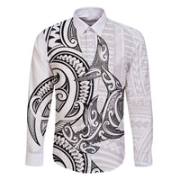 New Zealand Hammerhead Shark Family Matching Summer Maxi Dress and Hawaiian Shirt Maori Haehae Mangopare White - Polynesian Pride