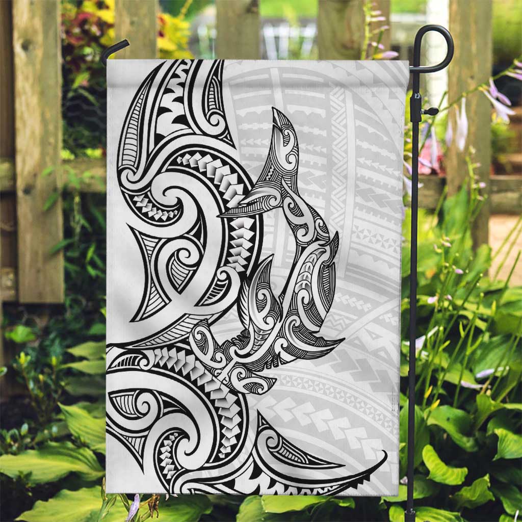 New Zealand Hammerhead Shark Garden Flag Maori Haehae Mangopare White - Polynesian Pride