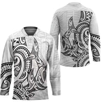 New Zealand Hammerhead Shark Hockey Jersey Maori Haehae Mangopare White - Polynesian Pride