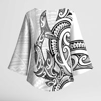 New Zealand Hammerhead Shark Kimono Sleeve Blouse Maori Haehae Mangopare White - Polynesian Pride