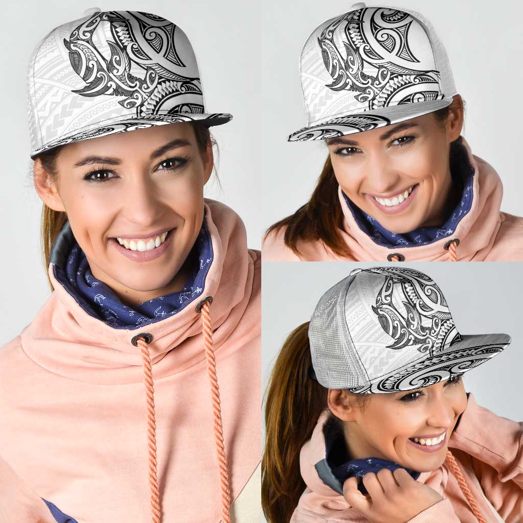 New Zealand Hammerhead Shark Mesh Trucker Cap Maori Haehae Mangopare White - Polynesian Pride