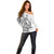 New Zealand Hammerhead Shark Off Shoulder Sweater Maori Haehae Mangopare White - Polynesian Pride