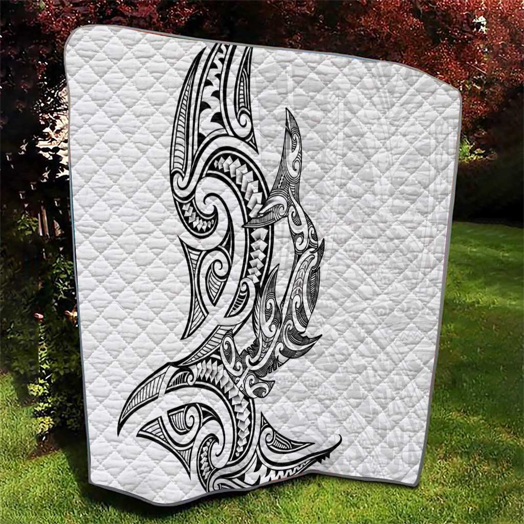 New Zealand Hammerhead Shark Quilt Maori Haehae Mangopare White - Polynesian Pride