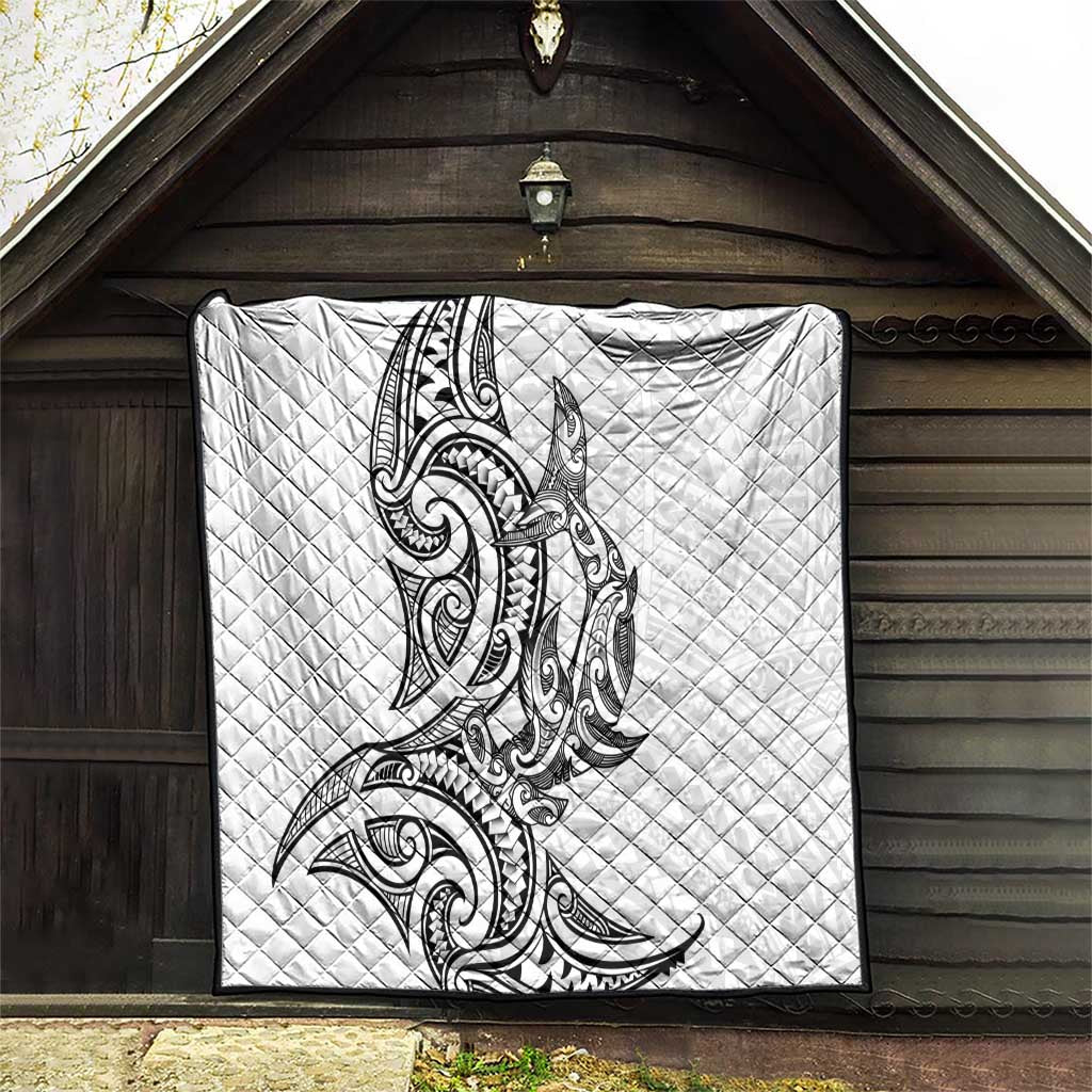 New Zealand Hammerhead Shark Quilt Maori Haehae Mangopare White - Polynesian Pride