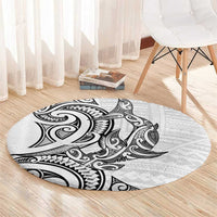 New Zealand Hammerhead Shark Round Carpet Maori Haehae Mangopare White - Polynesian Pride