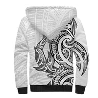 New Zealand Hammerhead Shark Sherpa Hoodie Maori Haehae Mangopare White - Polynesian Pride