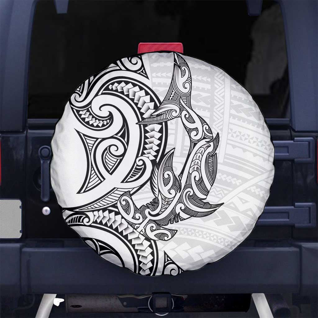 New Zealand Hammerhead Shark Spare Tire Cover Maori Haehae Mangopare White - Polynesian Pride