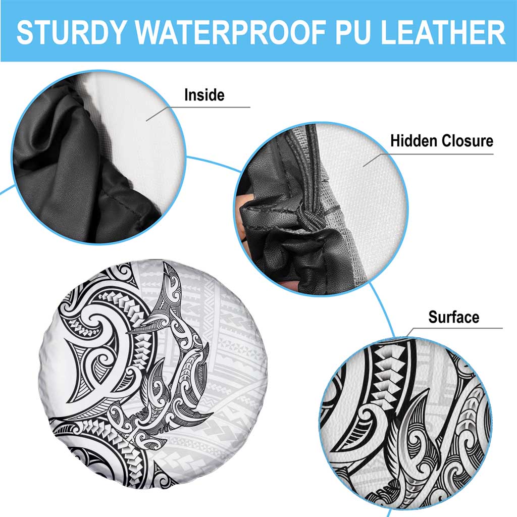 New Zealand Hammerhead Shark Spare Tire Cover Maori Haehae Mangopare White - Polynesian Pride