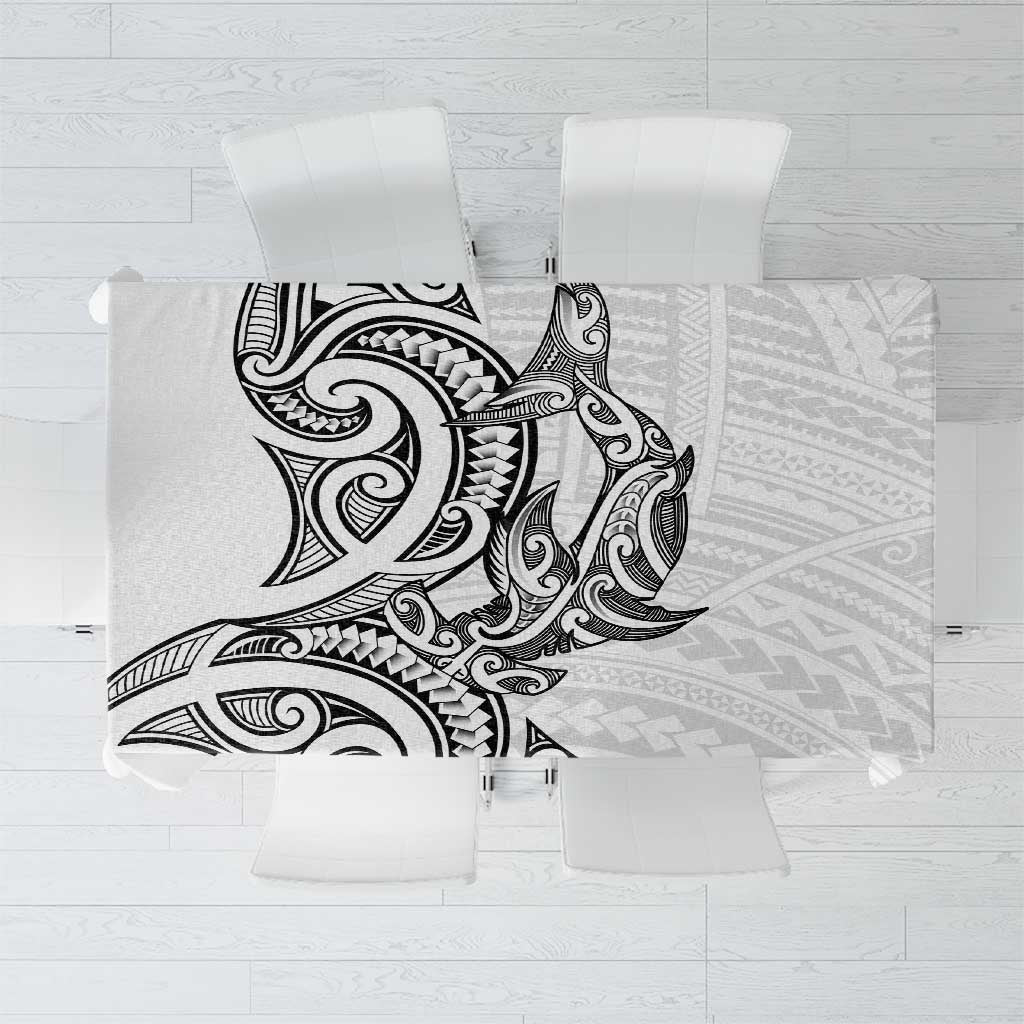 New Zealand Hammerhead Shark Tablecloth Maori Haehae Mangopare White - Polynesian Pride