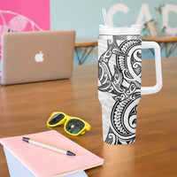 New Zealand Hammerhead Shark Tumbler With Handle Maori Haehae Mangopare White - Polynesian Pride