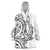 New Zealand Hammerhead Shark Wearable Blanket Hoodie Maori Haehae Mangopare White - Polynesian Pride