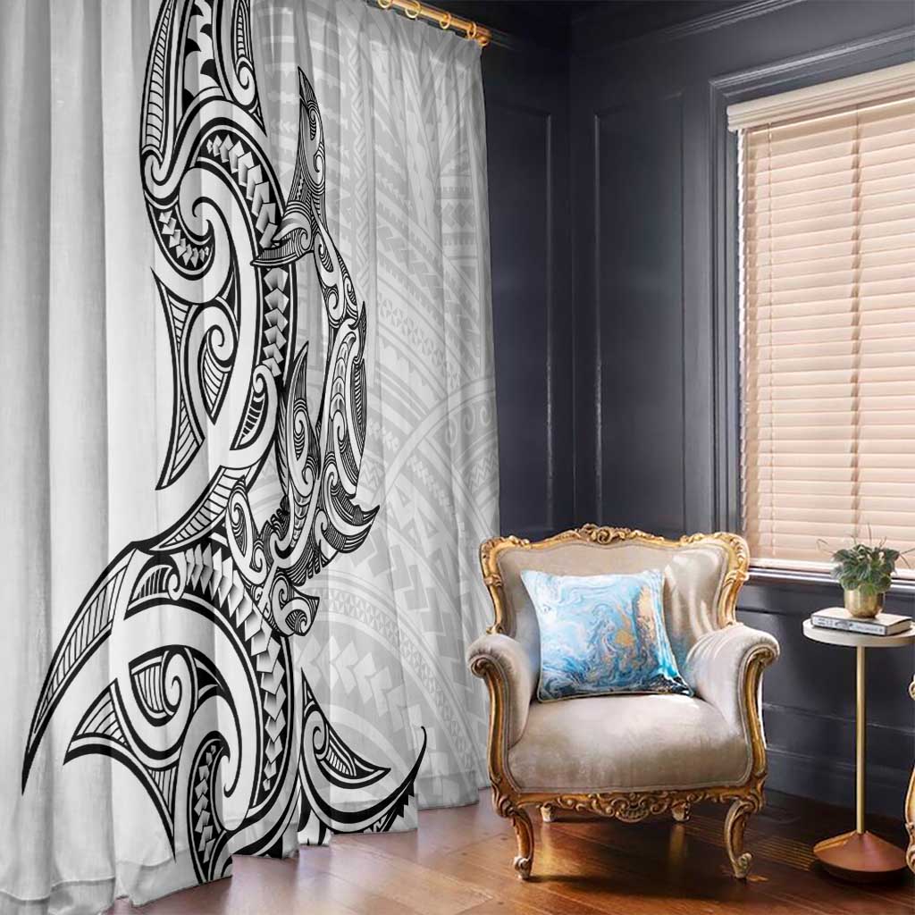 New Zealand Hammerhead Shark Window Curtain Maori Haehae Mangopare White - Polynesian Pride