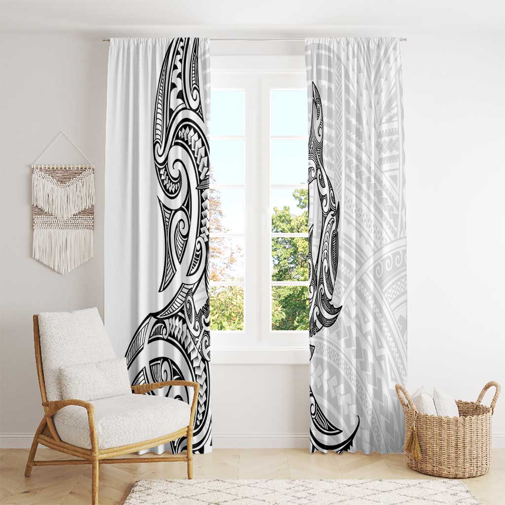 New Zealand Hammerhead Shark Window Curtain Maori Haehae Mangopare White - Polynesian Pride