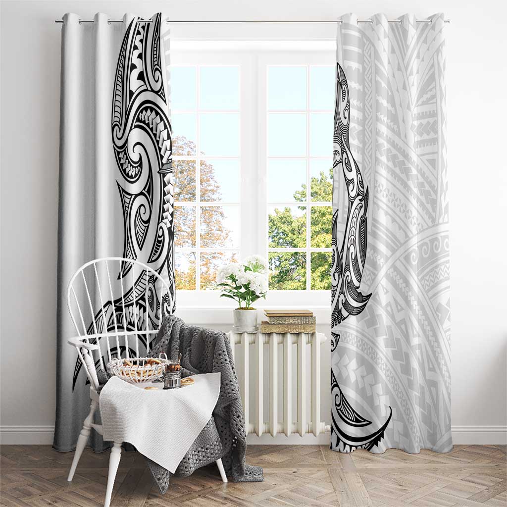 New Zealand Hammerhead Shark Window Curtain Maori Haehae Mangopare White - Polynesian Pride