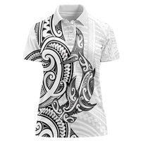 New Zealand Hammerhead Shark Women Polo Shirt Maori Haehae Mangopare White - Polynesian Pride