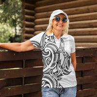 New Zealand Hammerhead Shark Women Polo Shirt Maori Haehae Mangopare White - Polynesian Pride