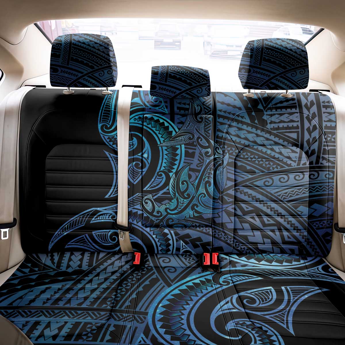 New Zealand Hammerhead Shark Back Car Seat Cover Maori Haehae Mangopare Galaxy - Polynesian Pride