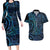 New Zealand Hammerhead Shark Couples Matching Long Sleeve Bodycon Dress and Hawaiian Shirt Maori Haehae Mangopare Galaxy - Polynesian Pride