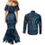 New Zealand Hammerhead Shark Couples Matching Mermaid Dress and Long Sleeve Button Shirt Maori Haehae Mangopare Galaxy - Polynesian Pride