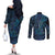 New Zealand Hammerhead Shark Couples Matching Off The Shoulder Long Sleeve Dress and Long Sleeve Button Shirt Maori Haehae Mangopare Galaxy - Polynesian Pride