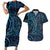 New Zealand Hammerhead Shark Couples Matching Short Sleeve Bodycon Dress and Hawaiian Shirt Maori Haehae Mangopare Galaxy - Polynesian Pride