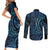 New Zealand Hammerhead Shark Couples Matching Short Sleeve Bodycon Dress and Long Sleeve Button Shirt Maori Haehae Mangopare Galaxy - Polynesian Pride